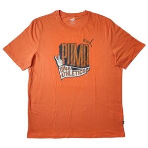 Puma Men's T-Shirt Short Sleeve Athletic Graphic Tee Orange, Size XL, New